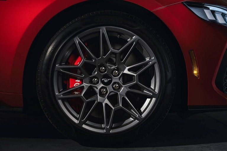 2024 Ford Mustang® model with a close-up of a wheel and brake caliper | Paoli Ford in Paoli PA