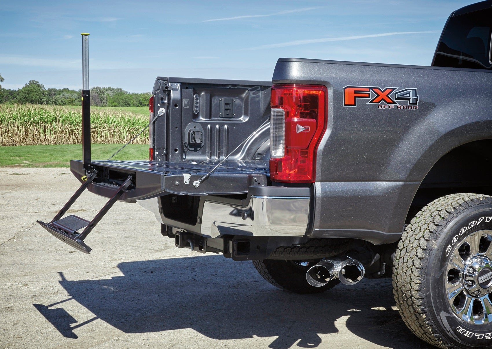 Lifted Ford truck driving off-road 